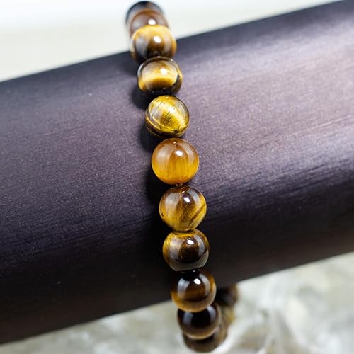 Natural Tiger Eye Bracelet : Healing Energy Men Women Stretch Bracelet