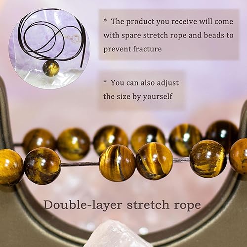 Natural Tiger Eye Bracelet : Healing Energy Men Women Stretch Bracelet