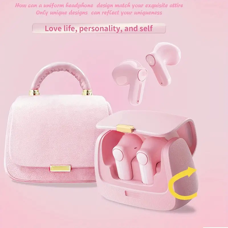 Girl fashionable handbag pink Wireless Headset