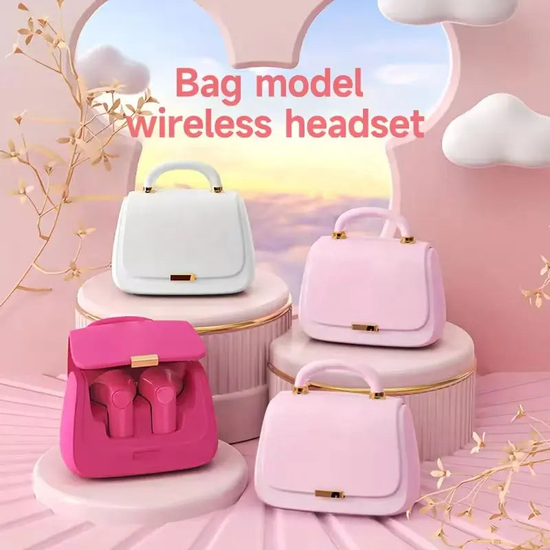 Girl fashionable handbag pink Wireless Headset
