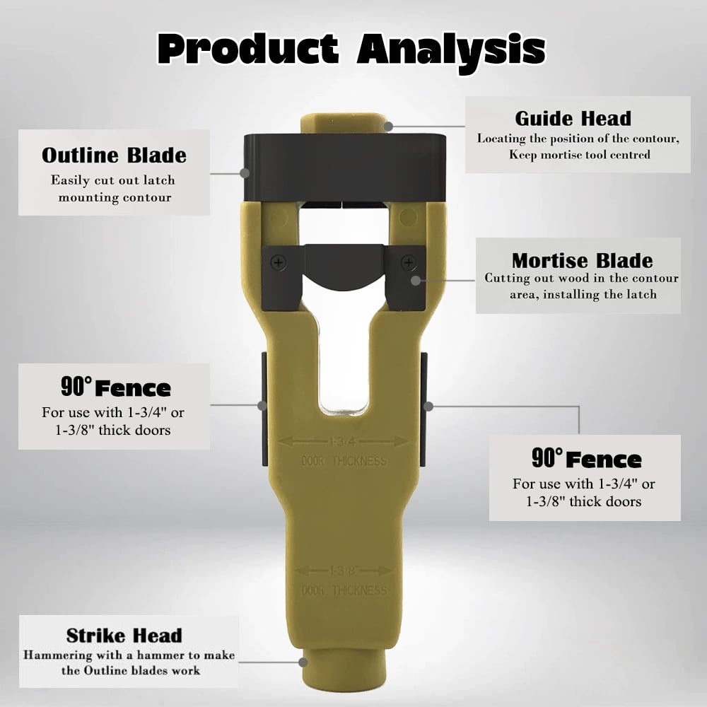 💪Door Latch Mortise Tool For Use With 1-3/4" or 1-3/8" Thick Door