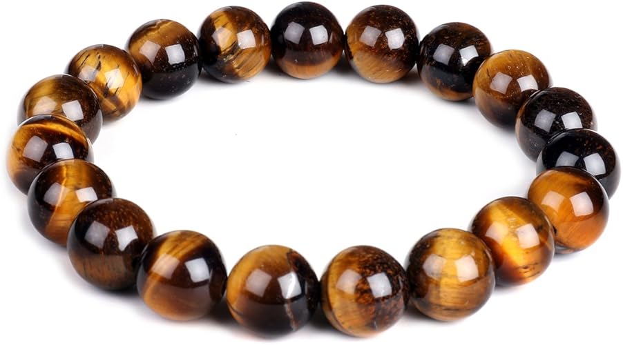 Natural Tiger Eye Bracelet : Healing Energy Men Women Stretch Bracelet