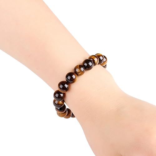 Natural Tiger Eye Bracelet : Healing Energy Men Women Stretch Bracelet
