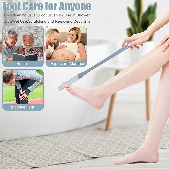 🔥(2PCS/ SET) Long Handled Silicone Toe Crevice Cleaning Brush & Exfoliating Brush detail view