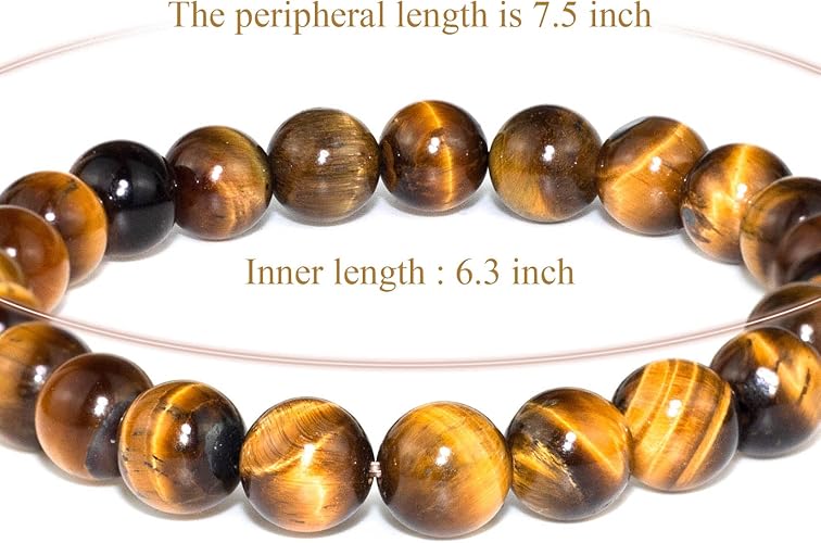 Natural Tiger Eye Bracelet : Healing Energy Men Women Stretch Bracelet