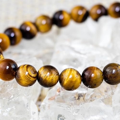 Natural Tiger Eye Bracelet : Healing Energy Men Women Stretch Bracelet