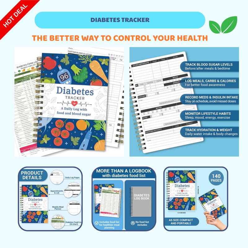 📘Buy 2 Free Shipping✨Special for Diabetes🔥Diabetes Tracker Book with Food List detail view