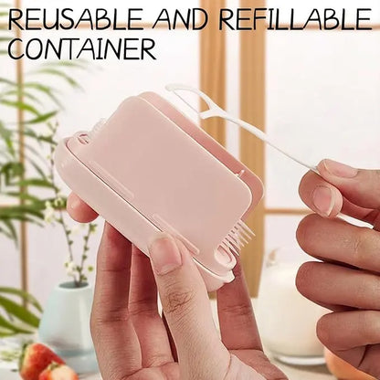 Travel-sized storage case - features an automatic pop-up dispenser, portable and refillable