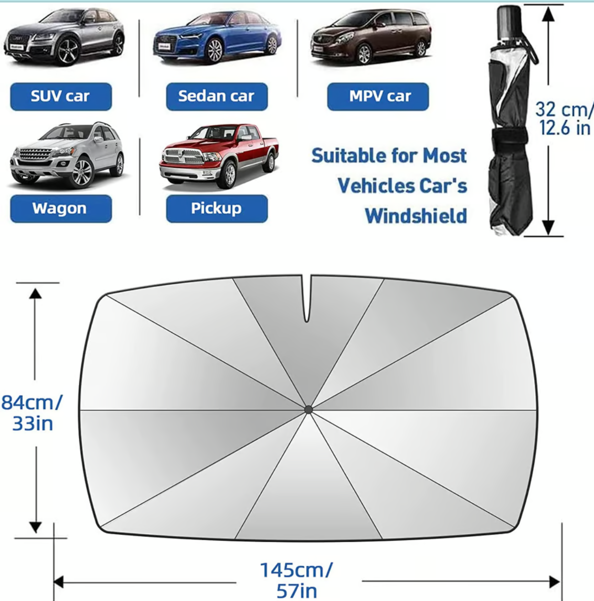 Foldable UV Sun Shade Umbrella for Car Windshield