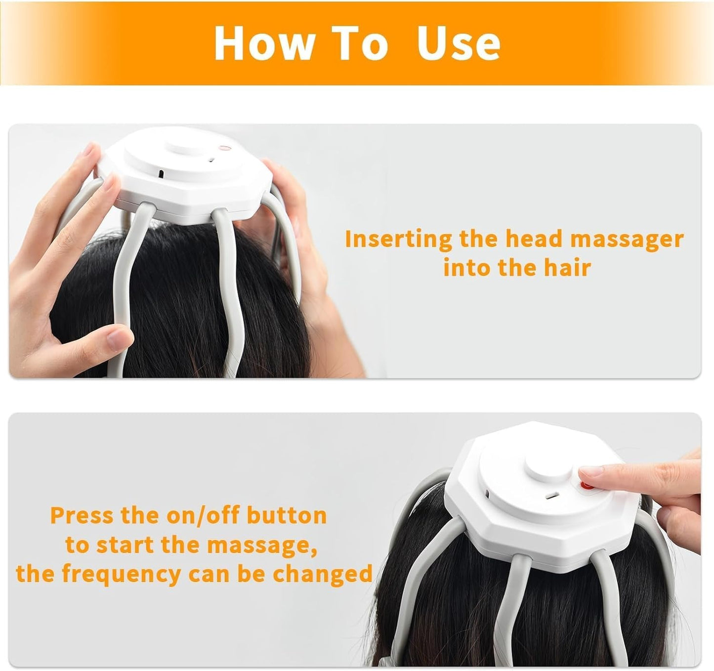 Hair Scalp Massager with 8 Vibrating Contacts