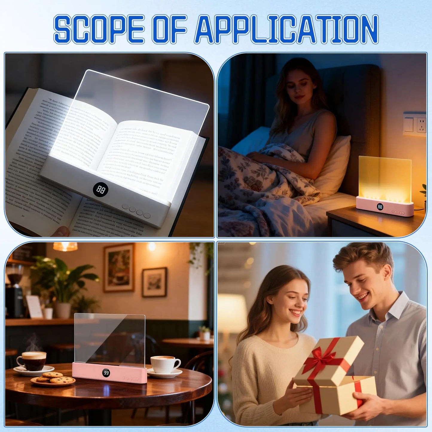 Smart LED Reading Lamp – Rechargeable, Adjustable Brightness & Timer Function, Flat Design Bedside Light for Cozy Night Reading & Unique Reader Gift