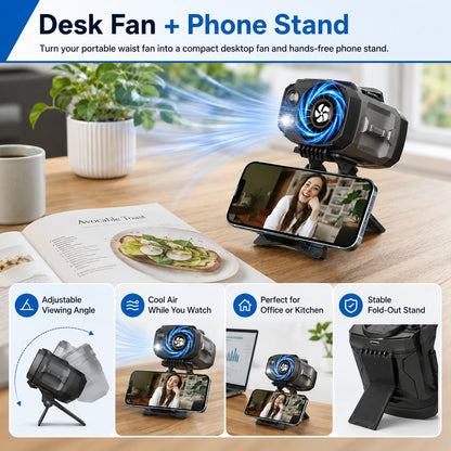 ❄️Portable Waist Fan for Outdoor Work, Camping, Hiking, DIY