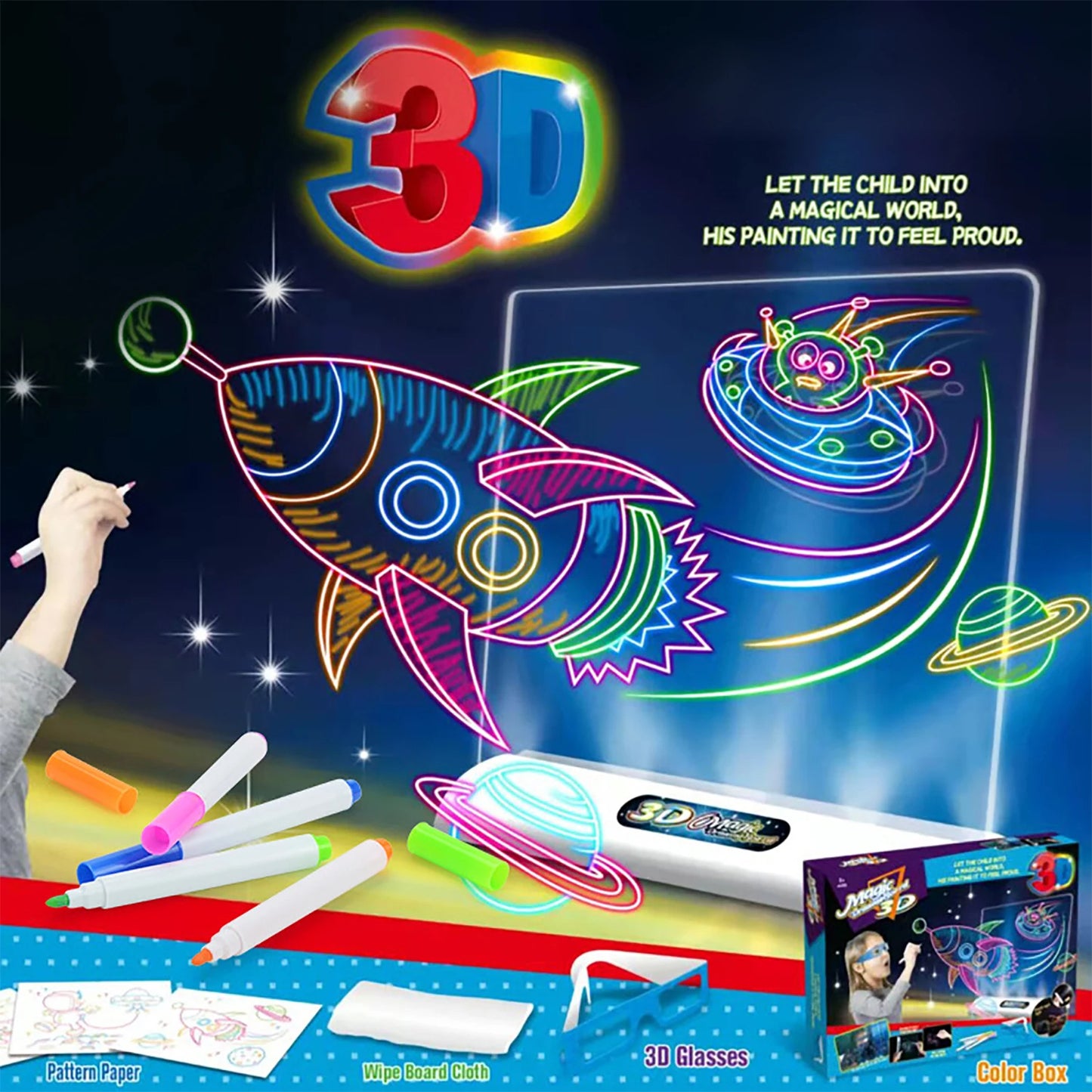 3D Magic Drawing Pad LED Light
