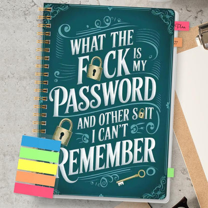 🔥Almost Sold Out✨📅Funny Password Notebook - Spiral Bound with Lock Icons & Funny Security Phrases✍️